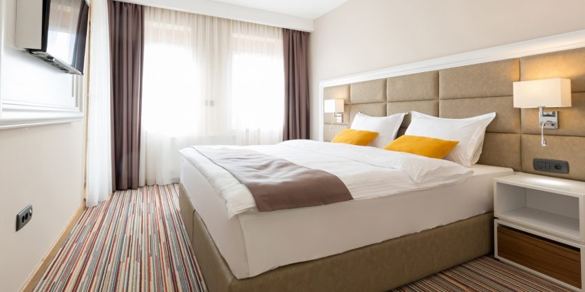 Interior of a luxury hotel bedroom