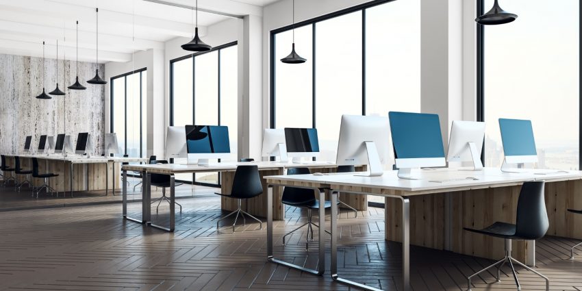 Minimalistic coworking office interior